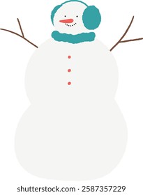 Snowman wearing winter clothes Vector Illustration