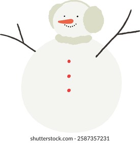 Snowman wearing winter clothes Vector Illustration