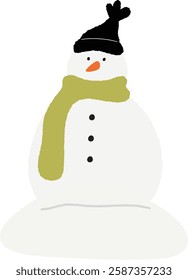 Snowman wearing winter clothes Vector Illustration