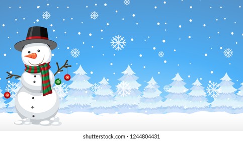 Snowman in the winter background illustration