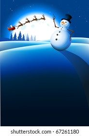 Snowman Winter Background. Vector illustration