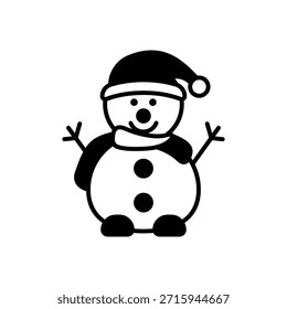 Icono de relleno de personaje de invierno de muñeco de nieve: Diversión de Clima frío