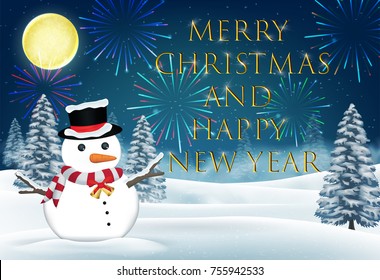 snowman winter christmas and new year celebration
