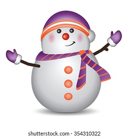 Snowman. Winter concept, isolated on white, vector
