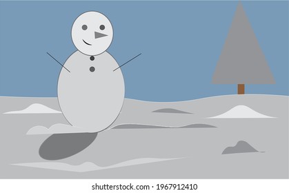  snowman in winter with the day cloudy