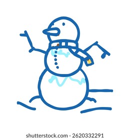 snowman winter doodle icon sketch vector. snowman winter sign. isolated symbol illustration