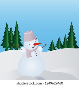 Snowman in the winter forest
