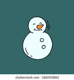 Snowman. Winter fun. Colorful vector hand drawn doodle illustration. Element for christmas or new year card