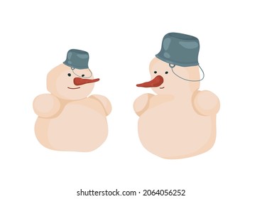 The snowman. Winter holidays. Isolated vector colorful element on a white background. 