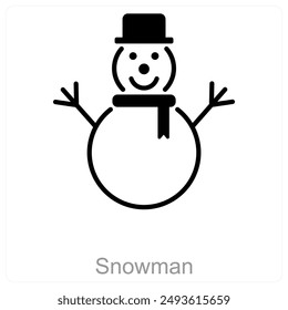 Snowman and winter icon concept