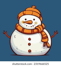snowman in winter jacket watercolor detailed illustration