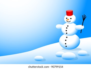 Snowman in winter landscape