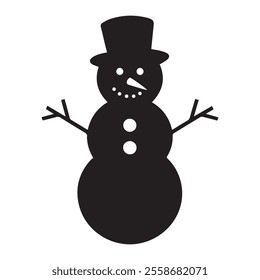 Snowman, winter mam, christmas season man icon vector silhouette illustration