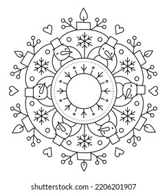 Snowman winter mandala vector illustration