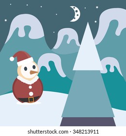 snowman in winter merry christmas.