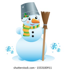 Snowman. Winter. Postcard for kids. Christmas card.
