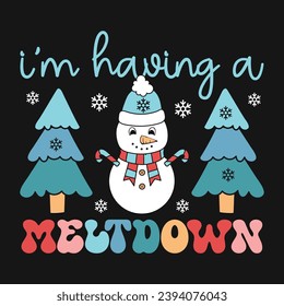 Snowman Winter Retro T-Shirt Design