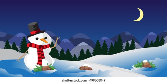 snowman in winter scene