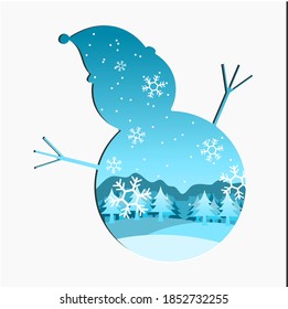 Snowman and winter season illustration art