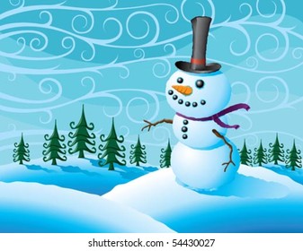 Snowman in a winter storm