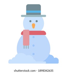 snowman in winter using soft color and flat style