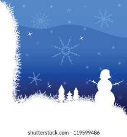 snowman and winter vector illustration