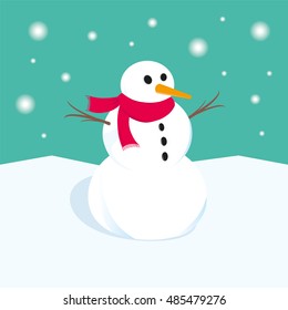 Snowman in winter vector Xmas illustration