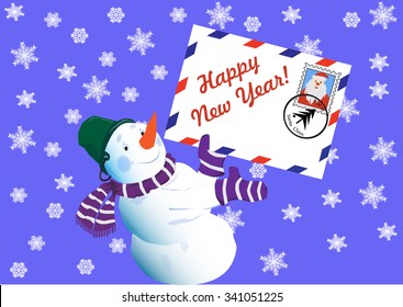 The snowman, wishes happy new year