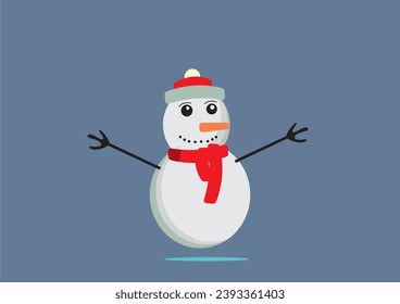snowman with a wooden stick as a doll this christmas