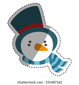 snowman xmas cartoon icon vector illustration graphic design
