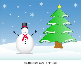 Snowman and Xmas Tree