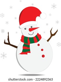 snowman,falling snow on the white background