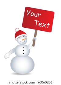 Snowmans with billboard and place for text