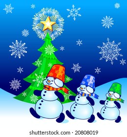 Schneemans mit Weihnachtsbaum