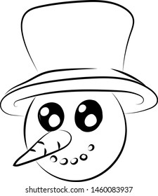 Snowmans head, illustration, vector on white background.