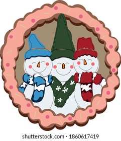 Snowmen in a big donut