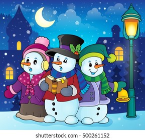 Dibujo vectorial de cantantes de villancicos de Snowmen 2 - eps10.