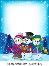 Dibujo vectorial de los cantantes de villancicos de Snowmen 3 - eps10.