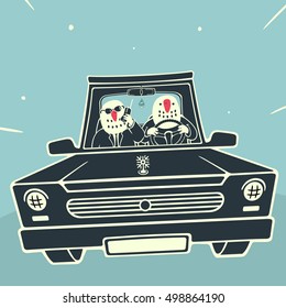 Snowmen Cartoon Vector Illustration