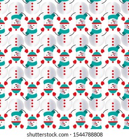 Snowmen Colorful Scarf Seamless Background Pattern