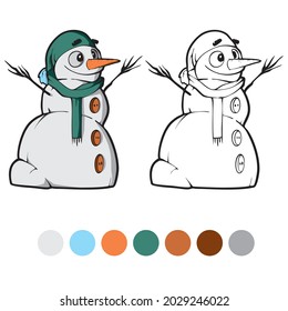 Snowmen Coloring page for preschool children. Learn numbers for kindergartens and schools. Educational game.