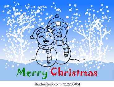 Snowmen couple