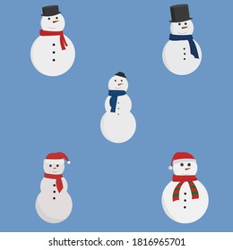 snowmen with different scarf and hats