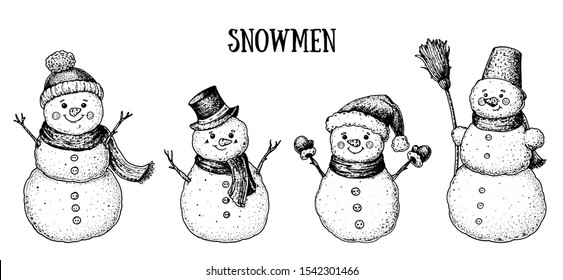 Snowman Drawing Images Stock Photos Vectors Shutterstock