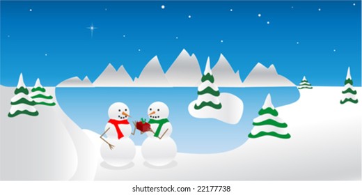 Snowmen Exchanging Gifts