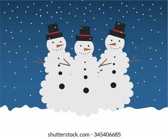 Snowmen illustration card. Vector