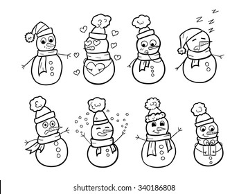 Snowmen isolated on white background