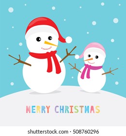 Snowmen with Merry Christmas text.