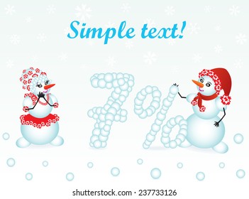 Snowmen on the background image seven percent of stuck from snowballs