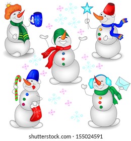 Snowmen on a White Background